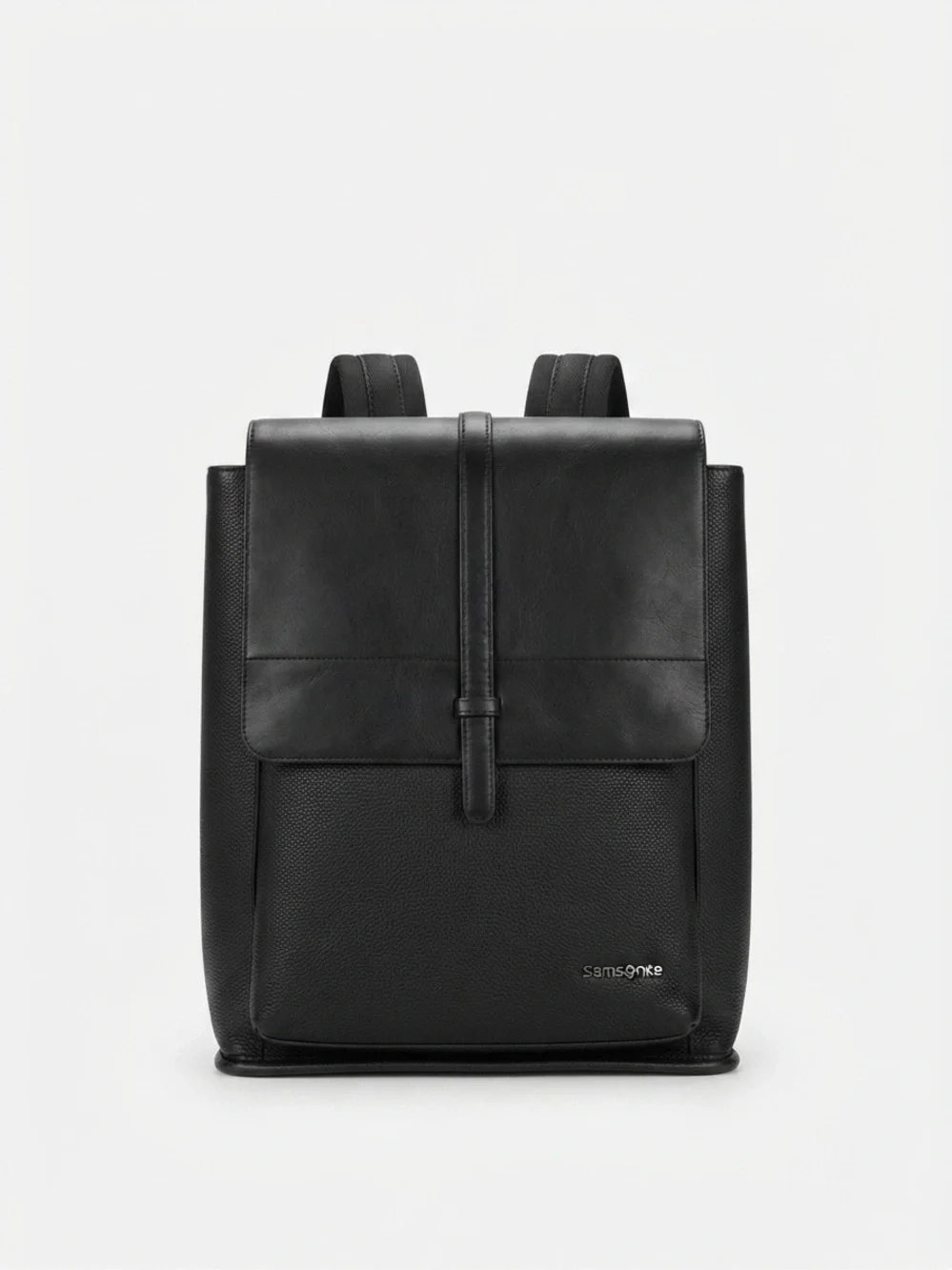 Samsonite Black Leather Flapover Laptop Backpack Bag
